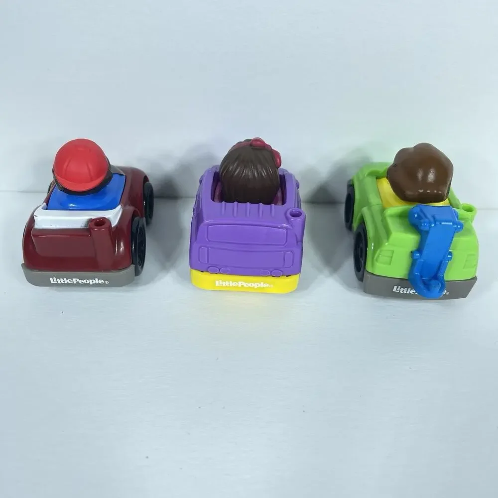 Fisher Price Little People Wheelies Mia Purple Car Green SUV Red Race Car‎ Lot 3